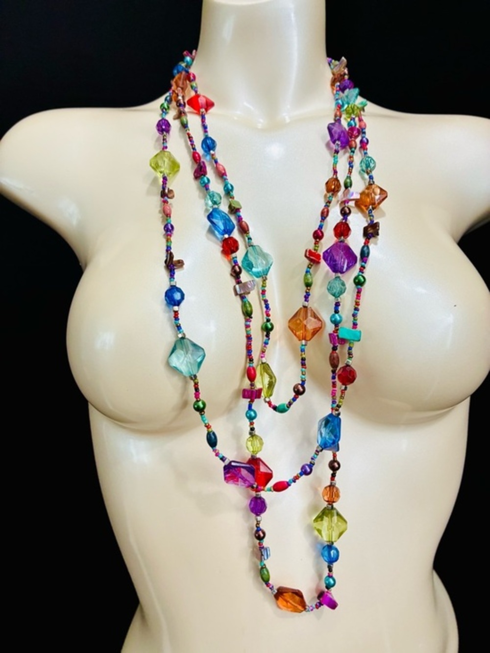 Multicolor Beaded Layered Necklace - Bright Festival Style Bohemian Beach Chic